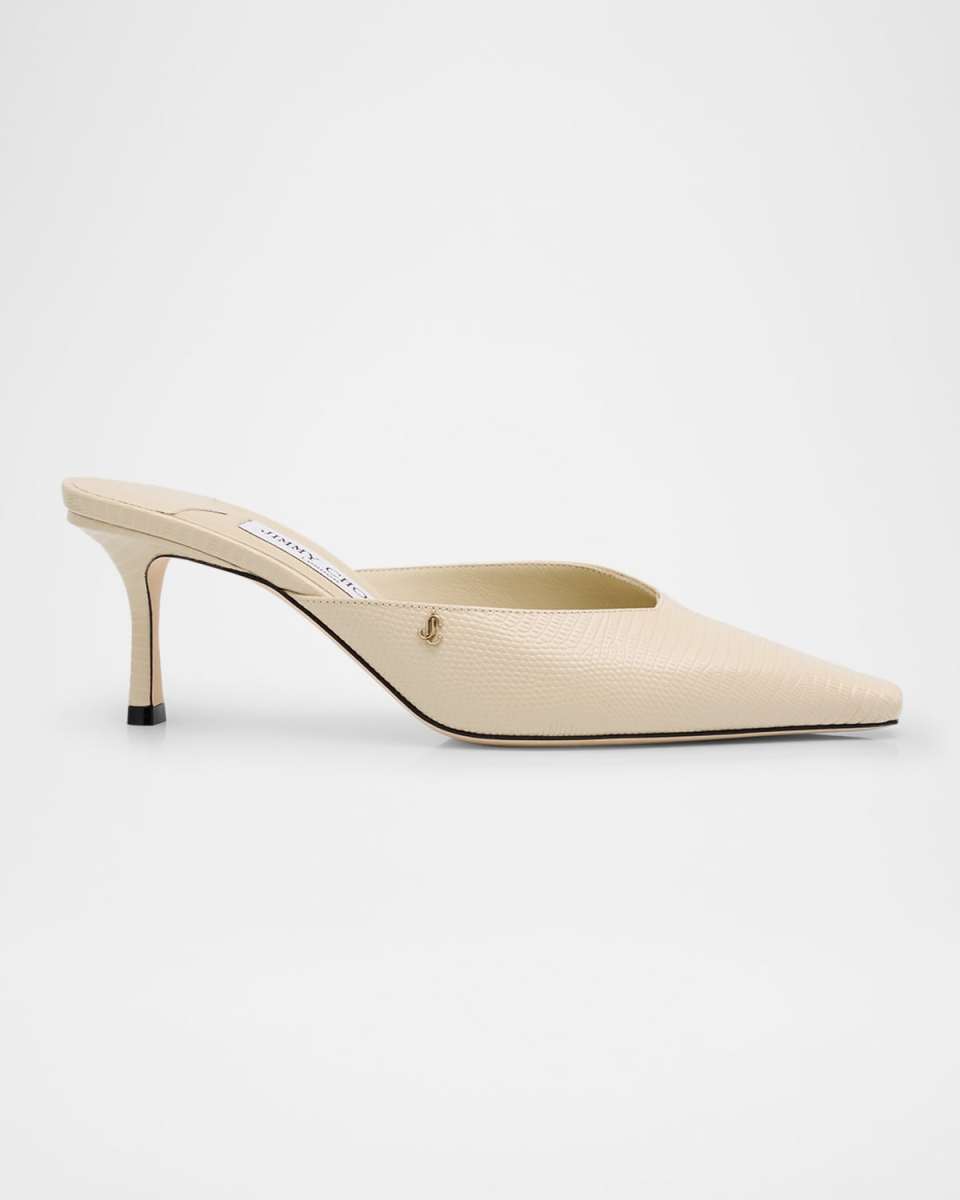 Vivi Lizard-Embossed Mule Pumps